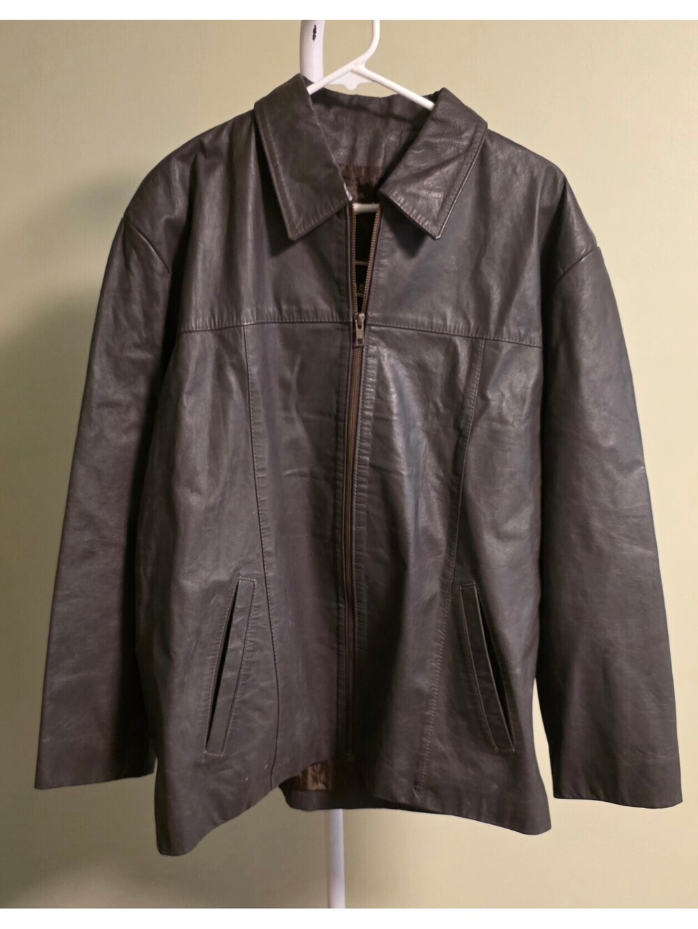 Sul Couros Brown Leather Jacket Sz L